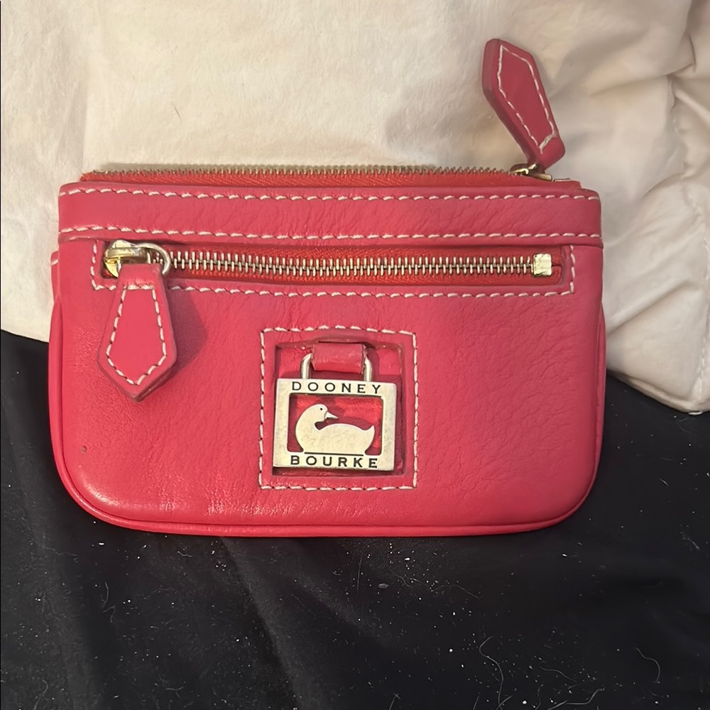 Dooney & Bourke Red Clutch with Gold Accents